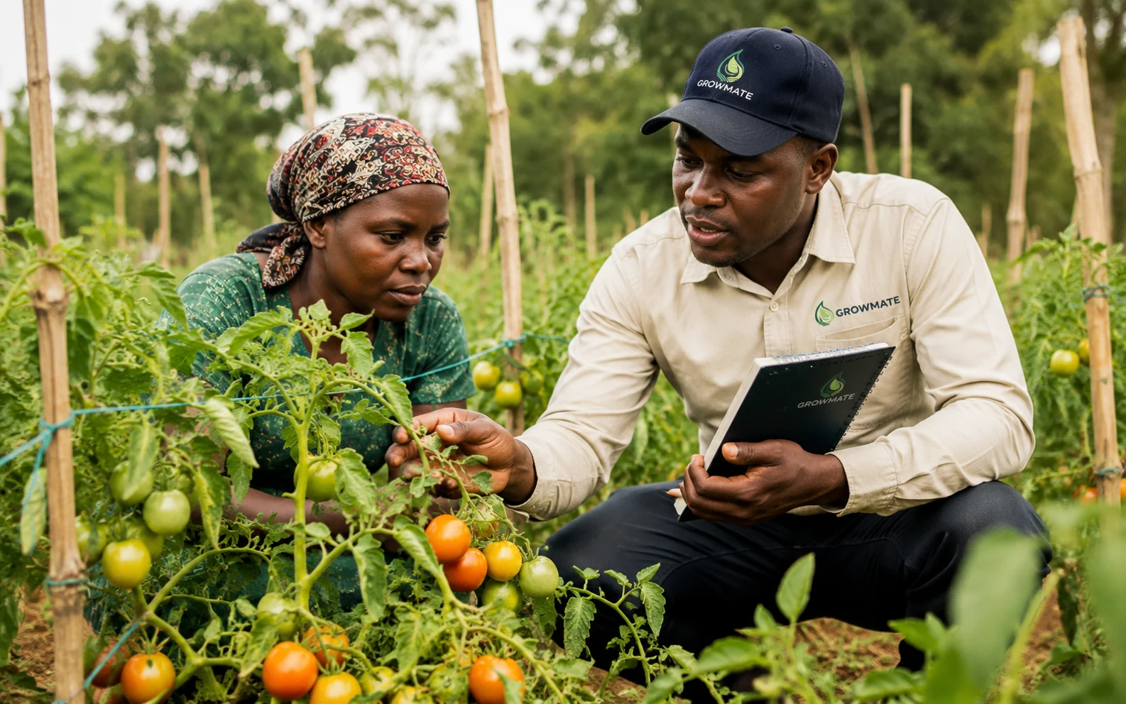 Tomato field scouting context for Growmate Uganda crop guidance