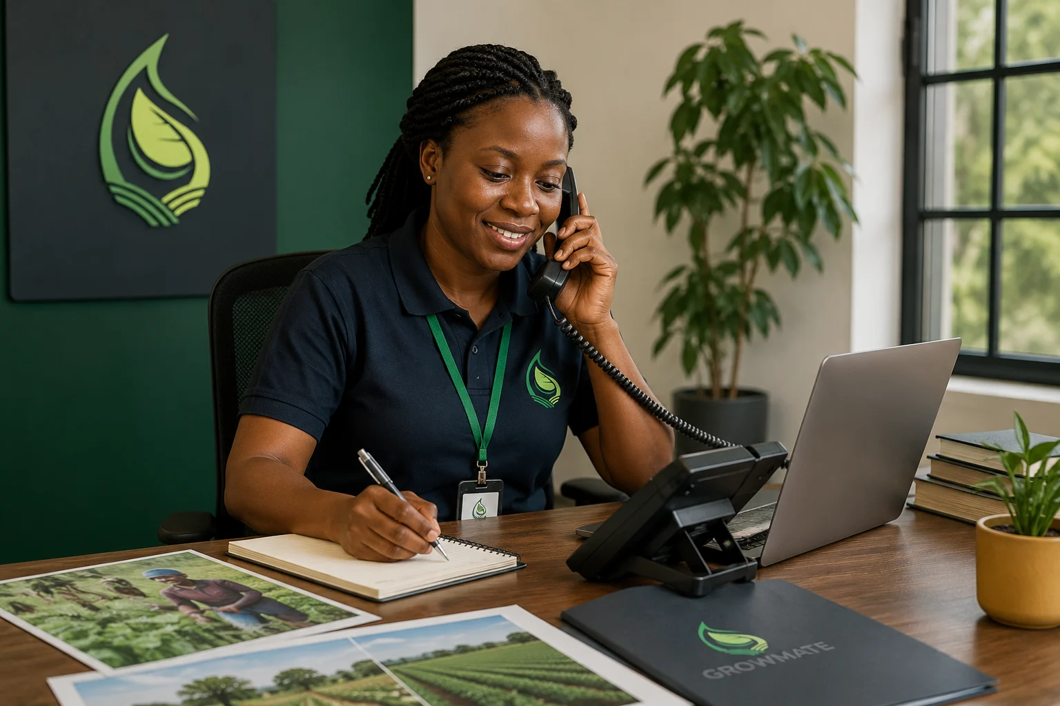 Growmate Uganda team member communicating with farmers