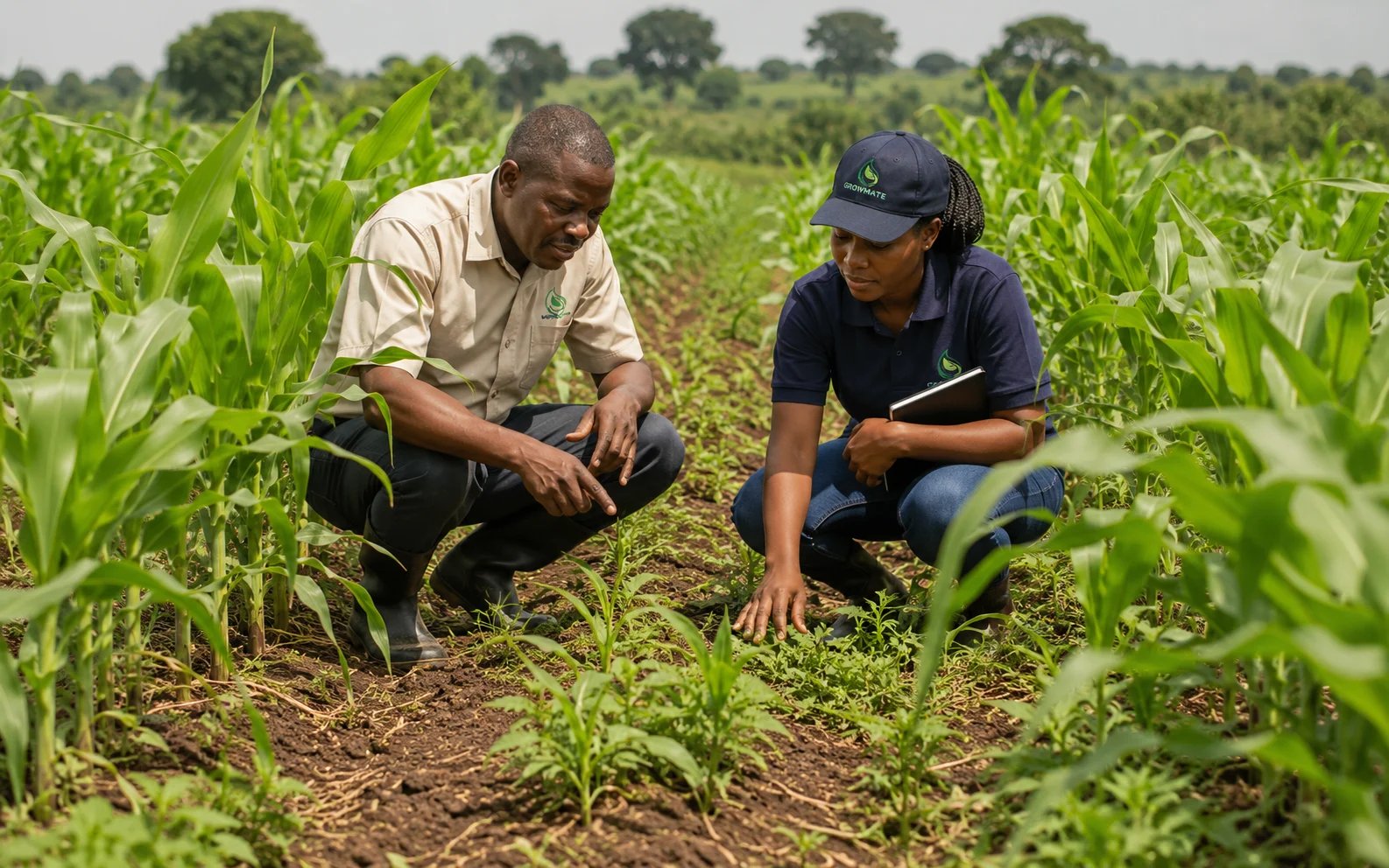 Maize field weed control context for Growmate Uganda herbicides